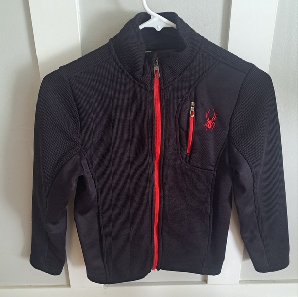 Spyder Youth Boys Full Zip Black Red Fleece Jacket Size Small (7/8) - Picture 1 of 5